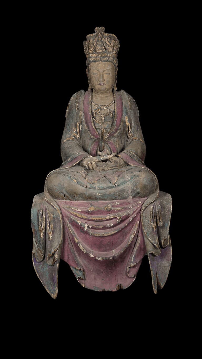 北宋時期 香樟木雕彩繪觀世音菩薩坐像